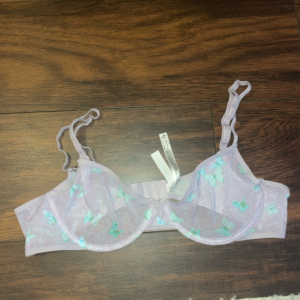 Urban Outfitters Pastel Lace Bra with Butterfly Design